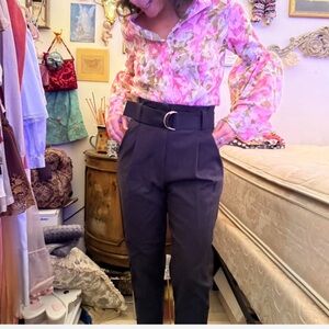 A.L.C Black High Waisted belted Slacks Small